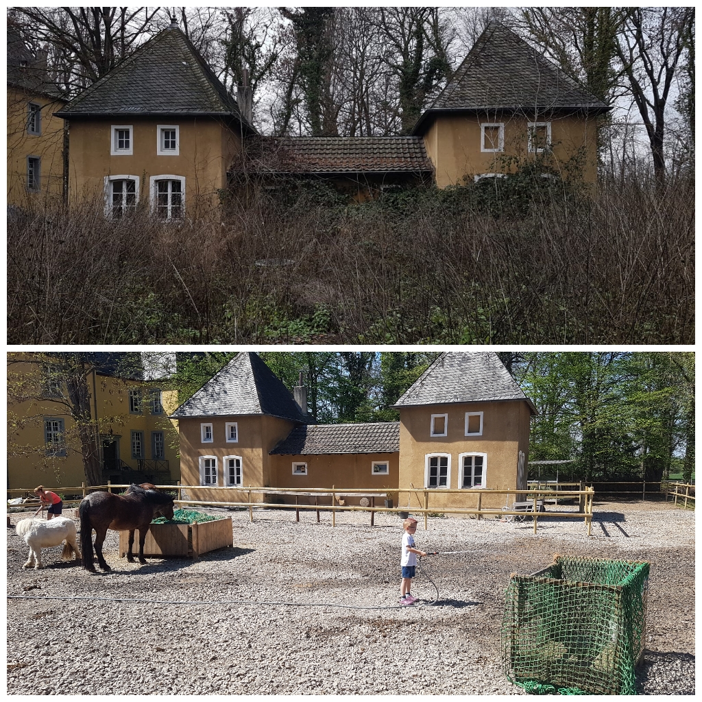 Ansicht auf das Reiterstübchen früher vs heute